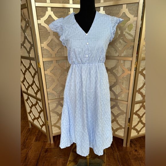 Dresses & Skirts - Fit and flare flutter dress | small | soft blue lace details